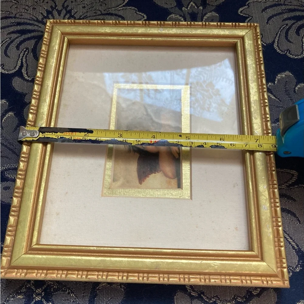 👼Vintage Cherub Sistine Madonna by Raphael Print in Gold Frame